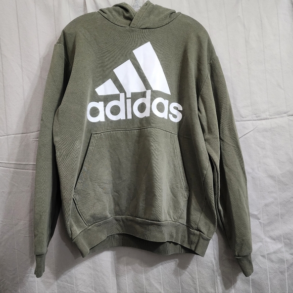 Adidas Olive Green Large Logo Hoodie Size Large - Picture 1 of 5